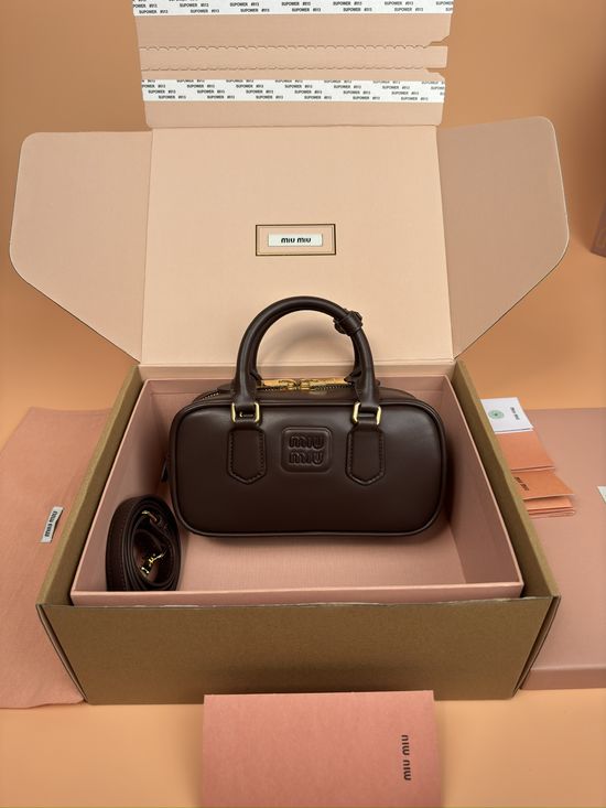 Miu Miu Arcadie Leather Small Bowling Bag 5BB142