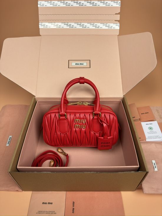 Miu Miu Arcadie Matelasse Lambskin Bowling Bag 5BB142
