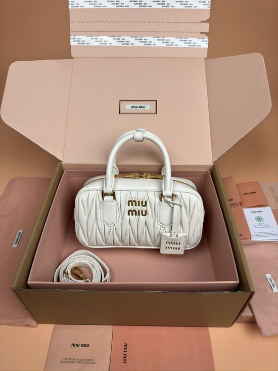Miu Miu Arcadie Matelasse White Leather Bag 5BB142