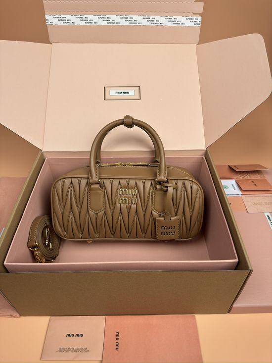 Miu Miu Arcadie Matelasse Lambskin Bowling Bag 5BB148