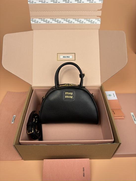 Miu Miu Black Leather Medium Handbag Crossbody Bag 5BB157