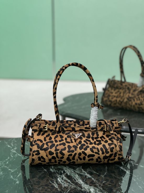 Prada SoftLux Leopard Print Handbag 1BA426