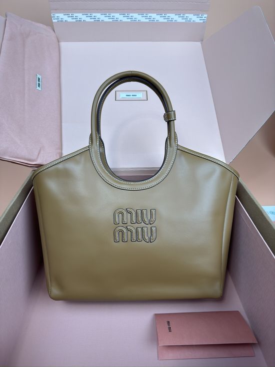 Miu Miu IVY Leather Tote with Gold Hardware 5BG281