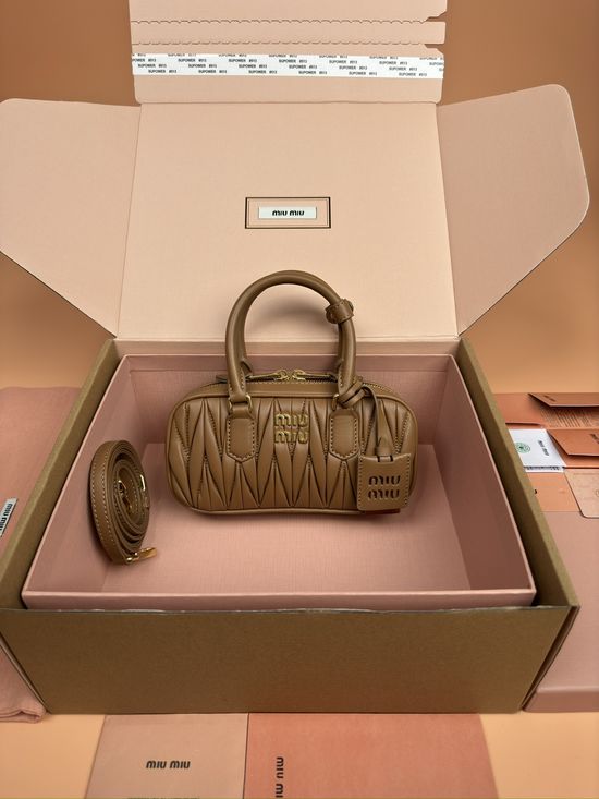 Miu Miu Arcadie Matelasse Caramel Leather Mini Bag 5BP088