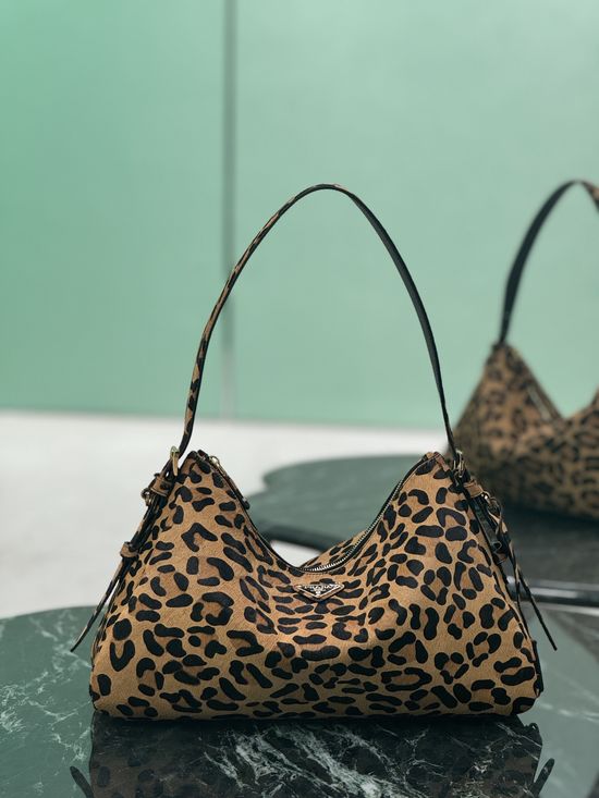 Prada Leopard Print Pony Hair Hobo Bag 1BC228