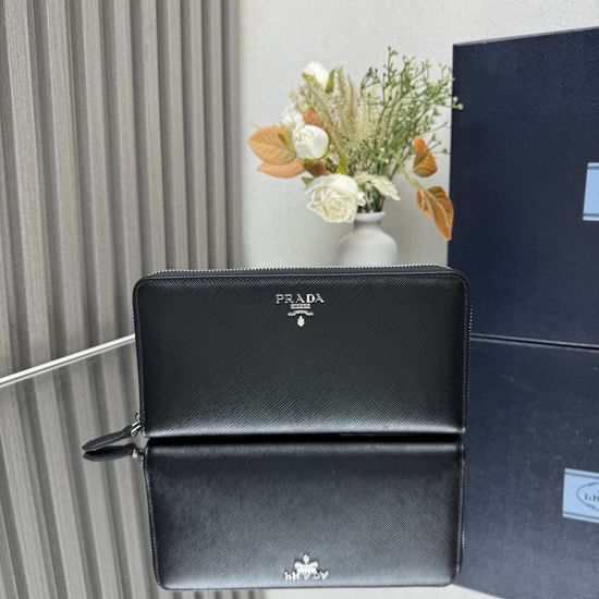 Prada Single Zip Saffiano Leather Wallet 1ML506