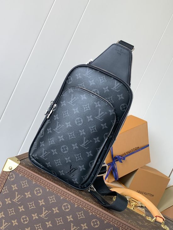 Louis Vuitton Avenue Shoulder Bag Black Floral M46327 7511