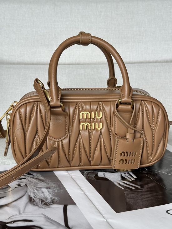 Miu Miu Bowling Bag Matelasse Leather Adjustable Strap bc142A