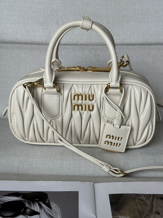 Miu Miu Bowling Bag Matelasse Leather Adjustable Strap bc142A