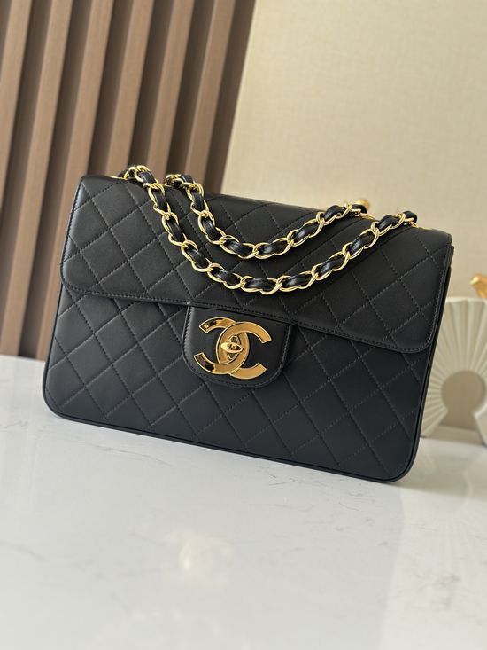 Chanel Classic Flap Large Gold Logo Bag A2222