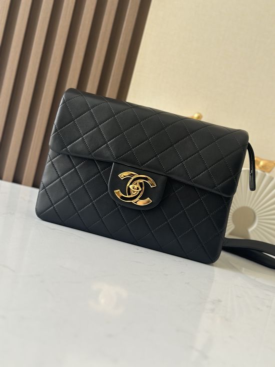 Chanel Classic Flap Large Gold Logo Bag A2219