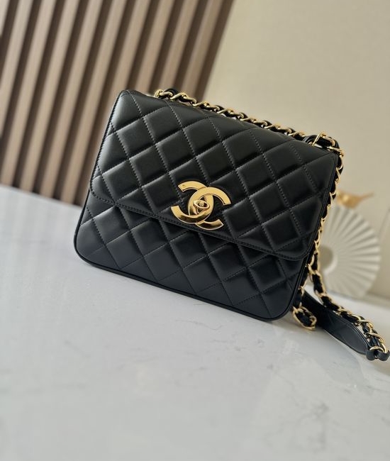 Chanel Classic Flap Large Gold Logo Bag A2218