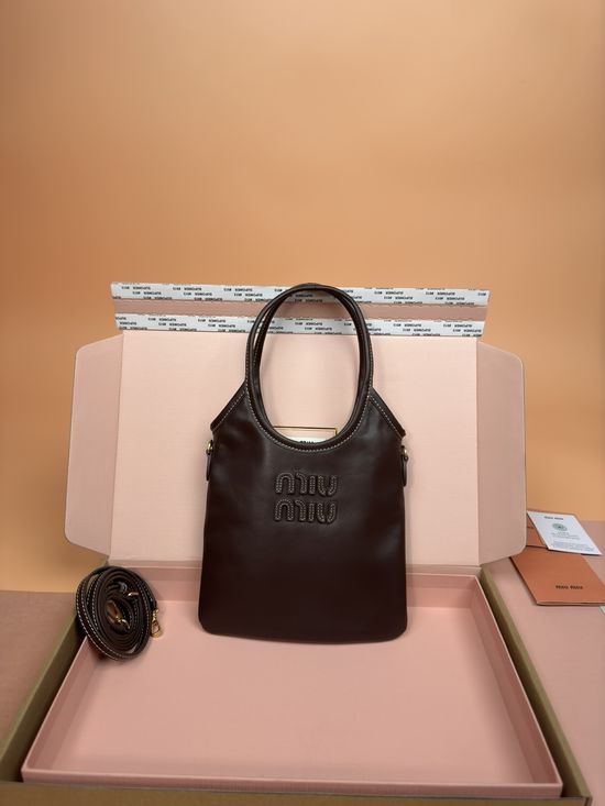 Miu Miu IVY Leather Tote Small Top Handle Crossbody Bag 5BG281