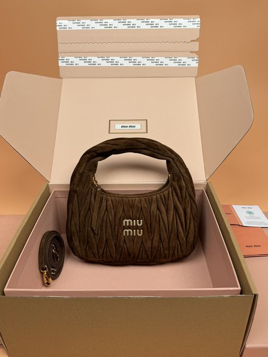 Miu Miu Wander Matelasse Suede Hobo Bag 6162