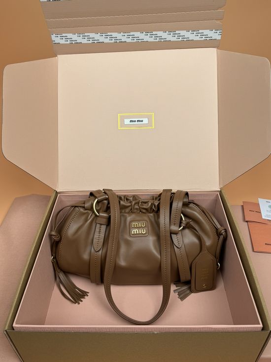 Miu Miu Joie Nappa Leather Handbag Dry Cognac 5BG306