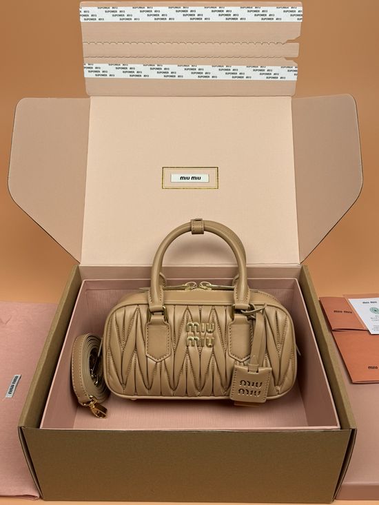 Miu Miu Arcadie Matelasse Nude Pink Bowling Bag _5BB142