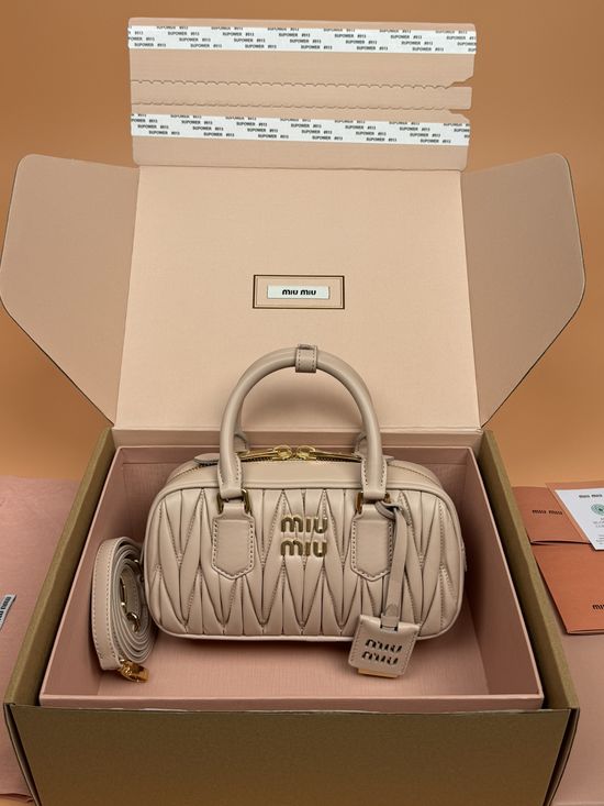 Miu Miu Arcadie Matelasse Lambskin Bowling Bag 5BB142