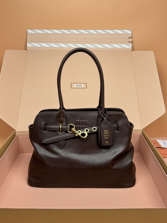 Miu Miu Nappa Leather Embossed Logo Top Handle Bag 5BG291