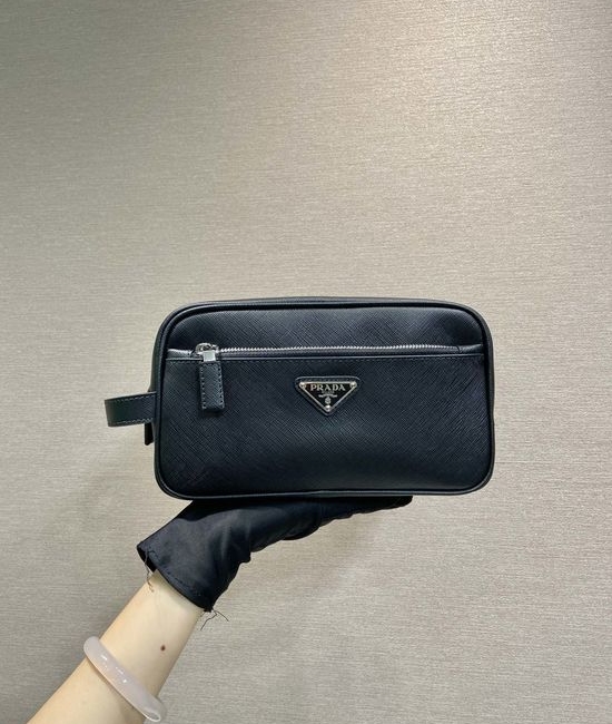 Prada 2NA819 Leather Travel Pouch with Zipper