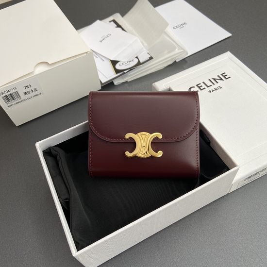 Celine Triomphe Shiny Calfskin Short Wallet 10D782CQH