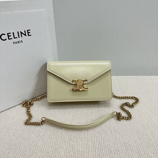 Celine Triomphe Chain Wallet Leather 10L033