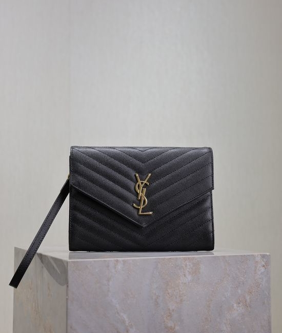 Yves Saint Laurent YSL LE CASSANDRE Caviar Clutch With Wrist Strap 617662
