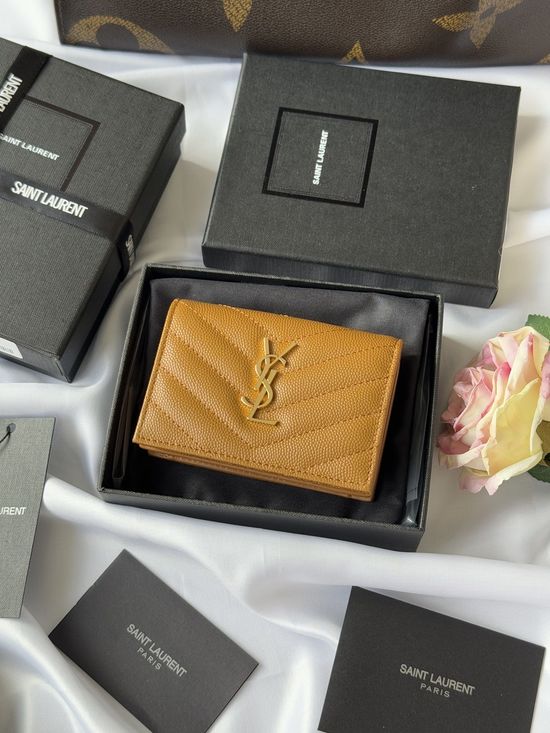Yves Saint Laurent Quilted Caviar Leather Short Wallet 596323