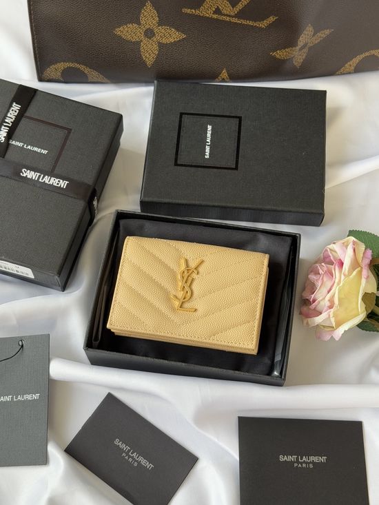 Yves Saint Laurent Quilted Caviar Leather Short Wallet 596323