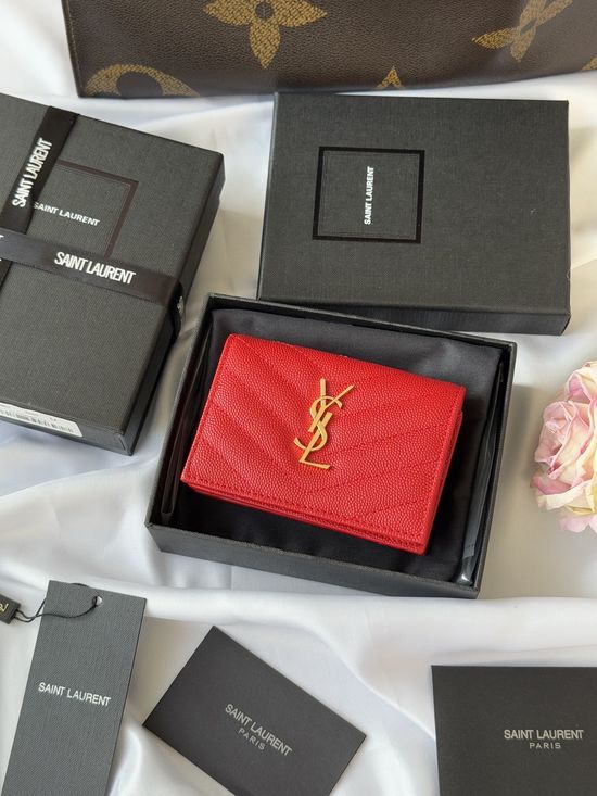 Yves Saint Laurent Quilted Caviar Leather Short Wallet 596323