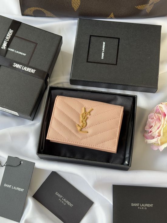 Yves Saint Laurent Quilted Caviar Leather Short Wallet 596323