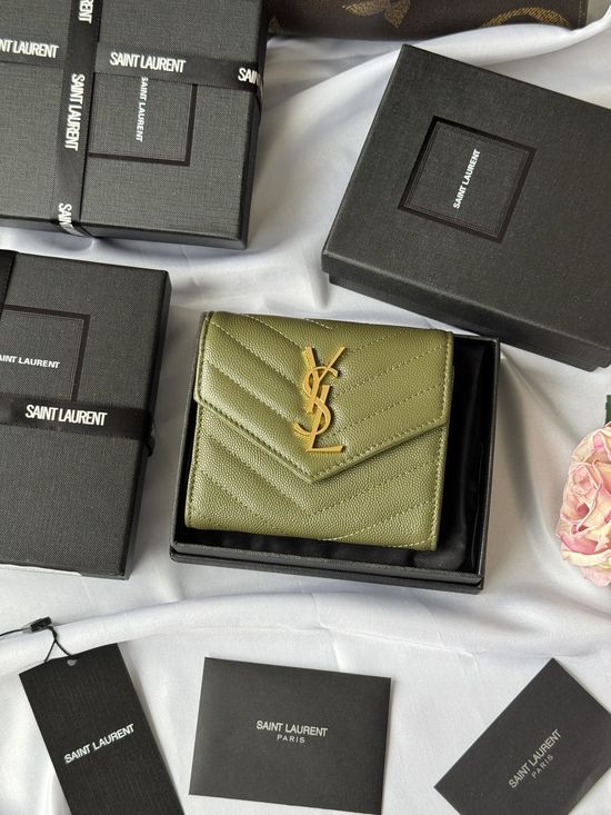 Yves Saint Laurent SLP Tri-fold Grain Leather Wallet 403943