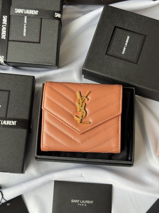 Yves Saint Laurent SLP Tri-fold Grain Leather Wallet 403943