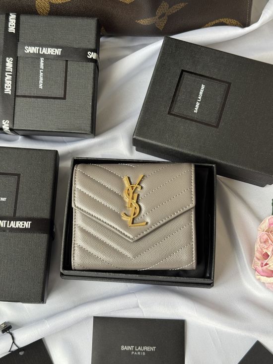 Yves Saint Laurent SLP Tri-fold Grain Leather Wallet 403943