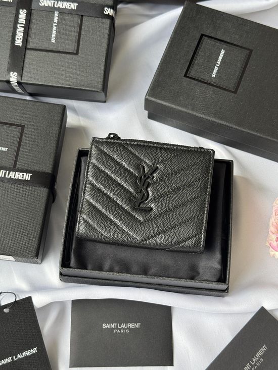 Yves Saint Laurent Fish Grain Card Holder Smart Storage 517045