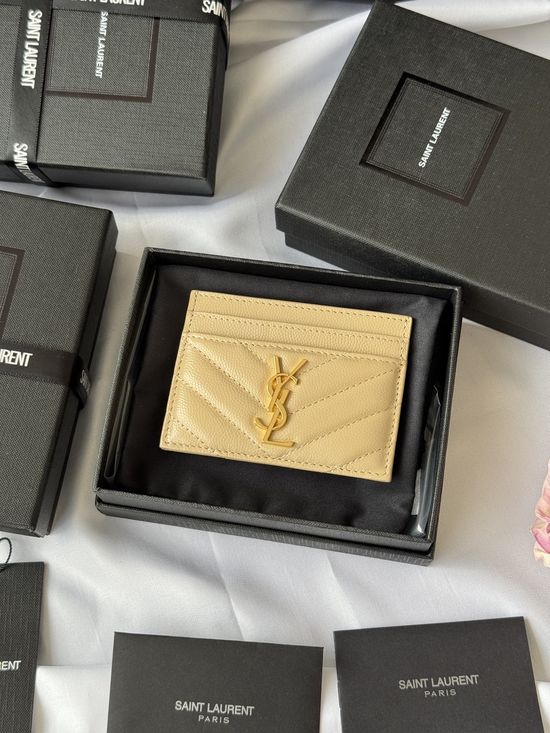 Yves Saint Laurent MONOGRAM Matelasse Leather Card Holder 423291