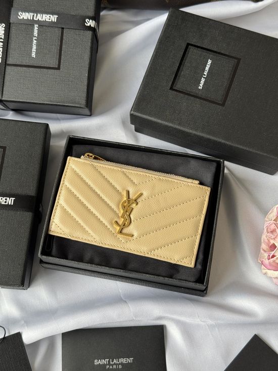 Yves Saint Laurent Grain Leather Card Holder 607915