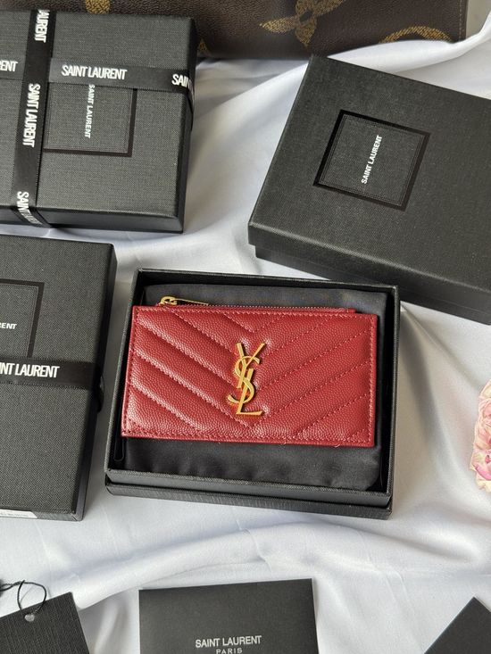 Yves Saint Laurent Grain Leather Card Holder 607915