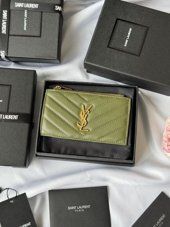 Yves Saint Laurent Grain Leather Card Holder 607915