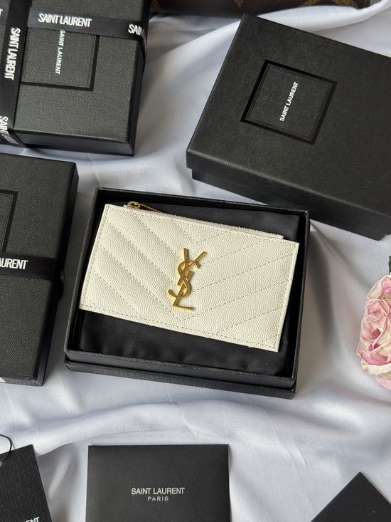 Yves Saint Laurent Card Holder Textured Leather 607915