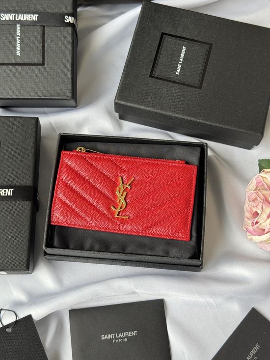 Yves Saint Laurent Card Holder Textured Leather 607915