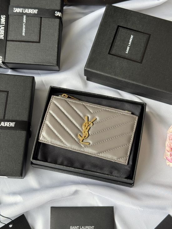 Yves Saint Laurent Card Holder Textured Leather 607915