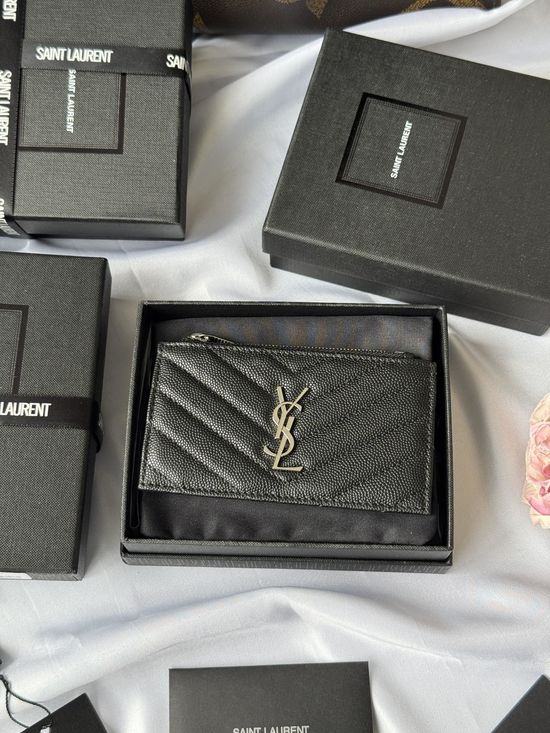 Yves Saint Laurent Card Holder Textured Leather 607915