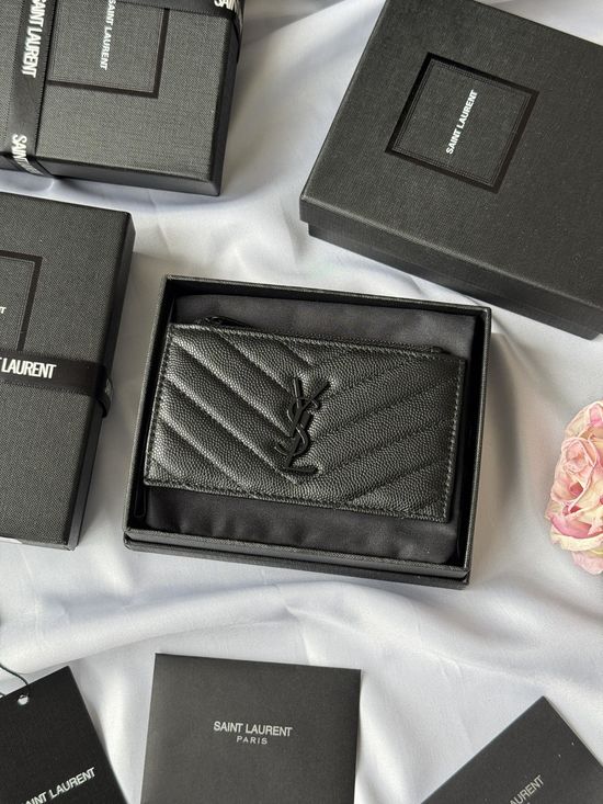 Yves Saint Laurent Card Holder Textured Leather 607915