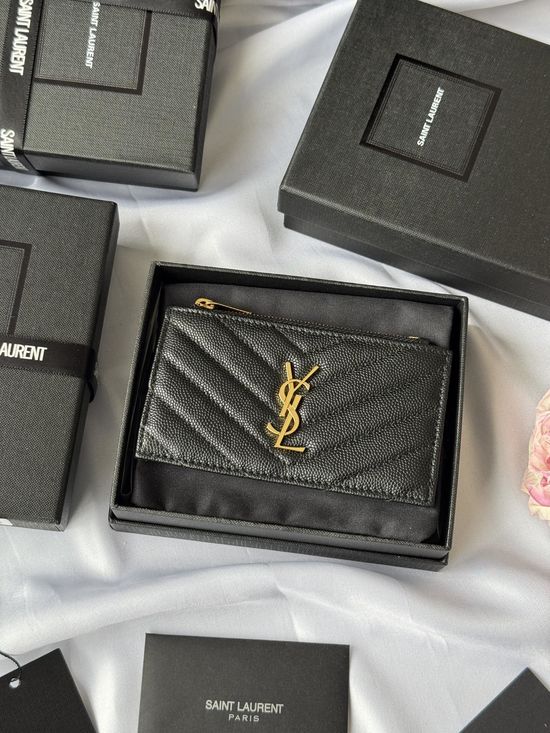 Yves Saint Laurent Card Holder Textured Leather 607915