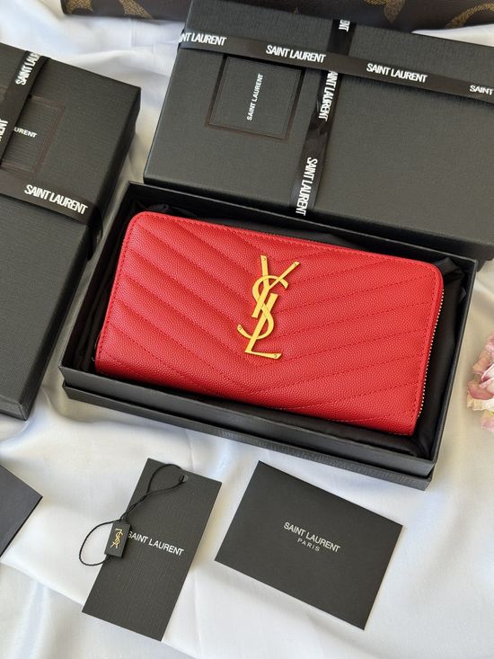 Yves Saint Laurent Caviar Leather Zip Wallet 358094