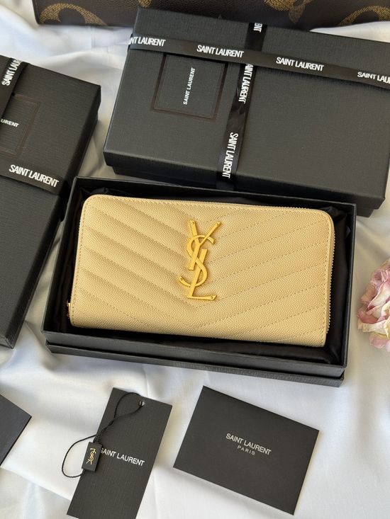 Yves Saint Laurent Caviar Leather Zip Wallet 358094