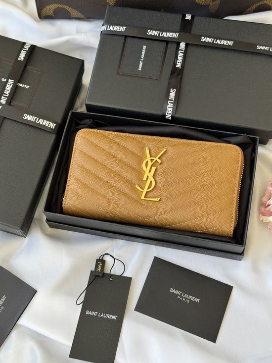Yves Saint Laurent Caviar Leather Zip Wallet 358094