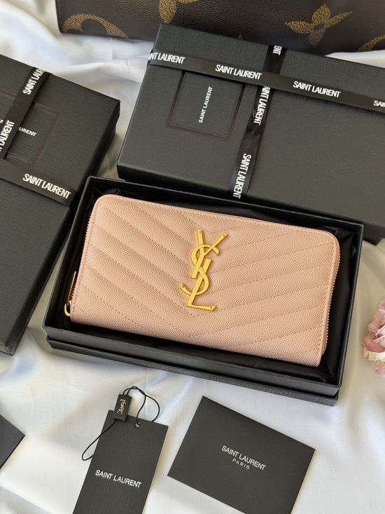 Yves Saint Laurent Caviar Leather Zip Wallet 358094
