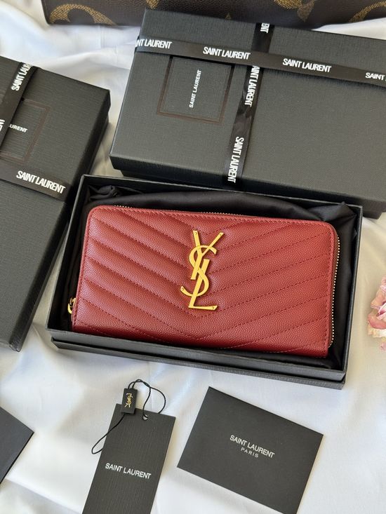 Yves Saint Laurent Caviar Leather Zip Wallet 358094