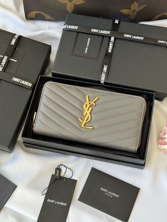 Yves Saint Laurent Caviar Leather Zip Wallet 358094